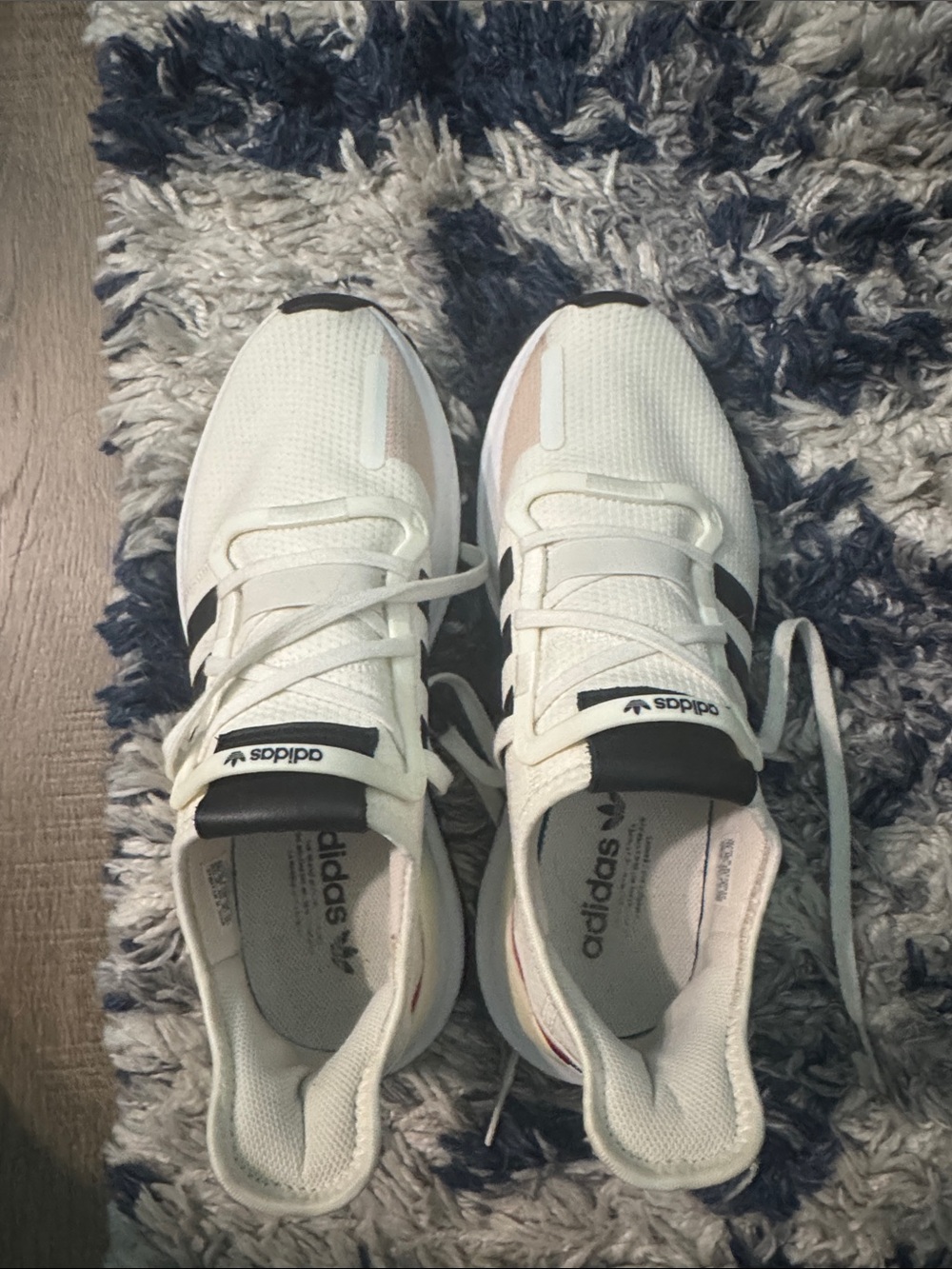 adidas White Sneakers with Black Heel and Logo Details
